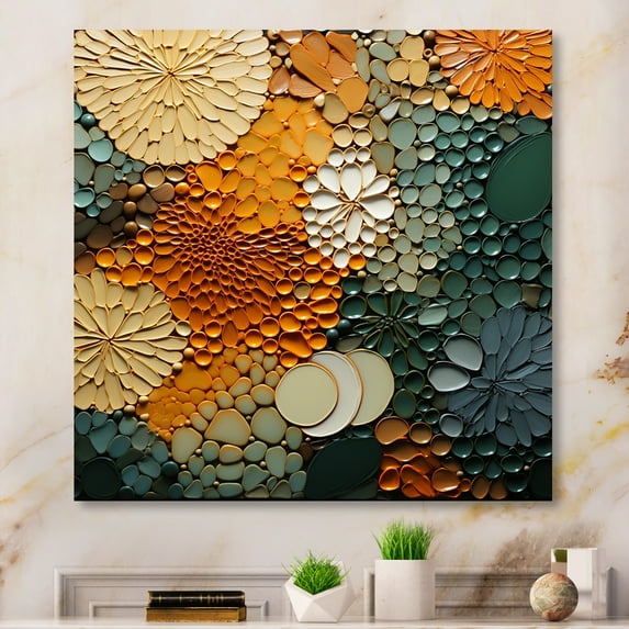 Designart "Earthy Euphony Hardedge Art wall decor VI" Abstract Metal Art Living Room