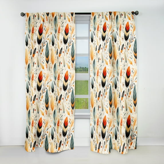 Designart "Earthy Nomadic Artwork I" Boho Blackout Curtain Panels