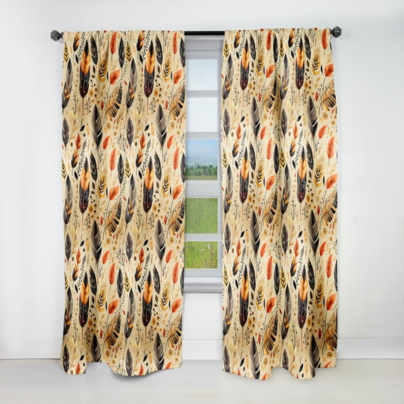 Designart "Earthy Nomadic Artwork II" Boho Blackout Curtain Panels