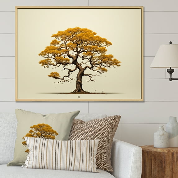 Designart "Earthy Oak Contours I" Tree Oak Floater Framed Canvas Prints