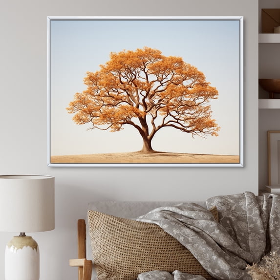 Designart "Earthy Oak Tree Essence" Tree Oak Floater Framed Canvas Art Print