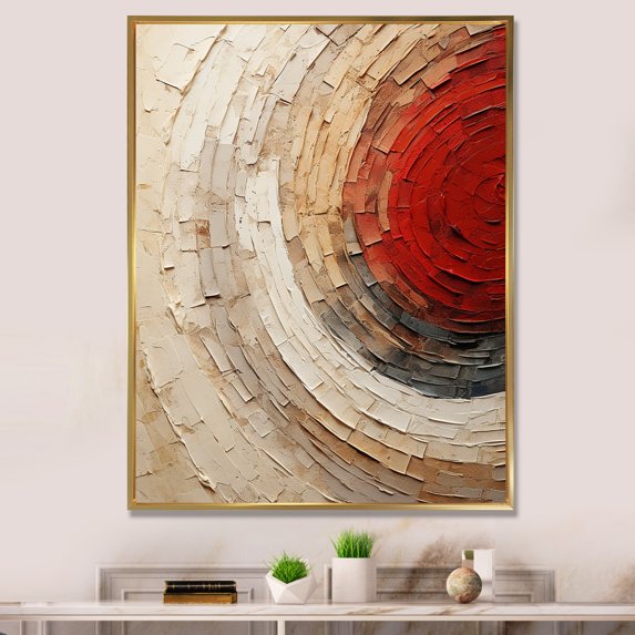 Designart "Earthy Red Pottery Spirals I" Abstract Spirals Floater Framed Canvas Prints