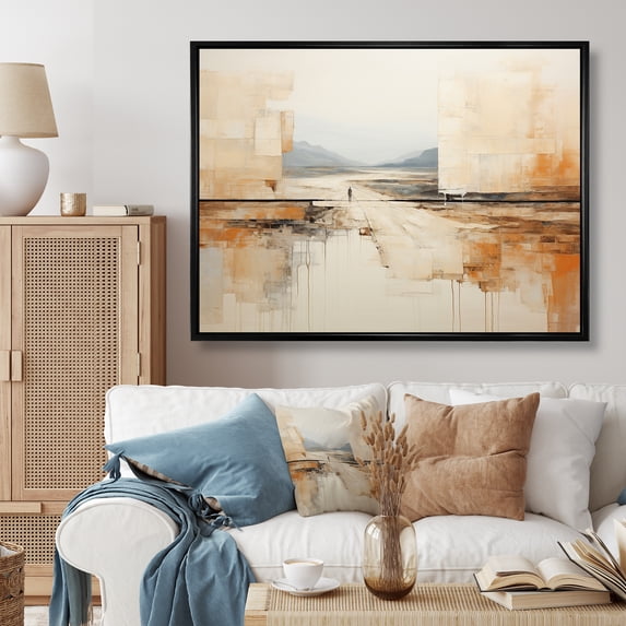 Designart "Earthy Road Art I" Abstract Collages Floater Framed Wall Art Prints