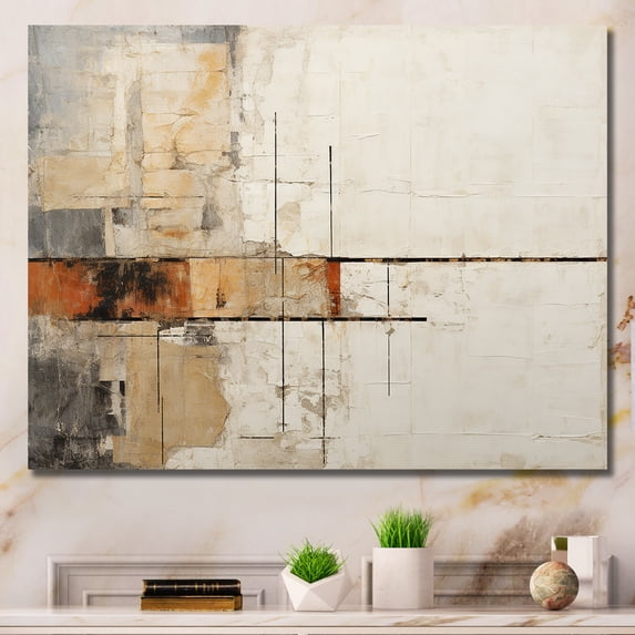 Designart "Earthy Road Art III" Abstract Collages Canvas Wall Art