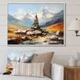 thumbnail image 1 of Designart "Echo of Mountain Spiritual Stone" Landscapes Floater Framed Wall Art Living Room, 1 of 7