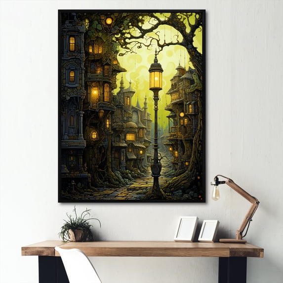 Designart "Echoes Within The Silent Factory" Factories Floater Framed Canvas Art Print