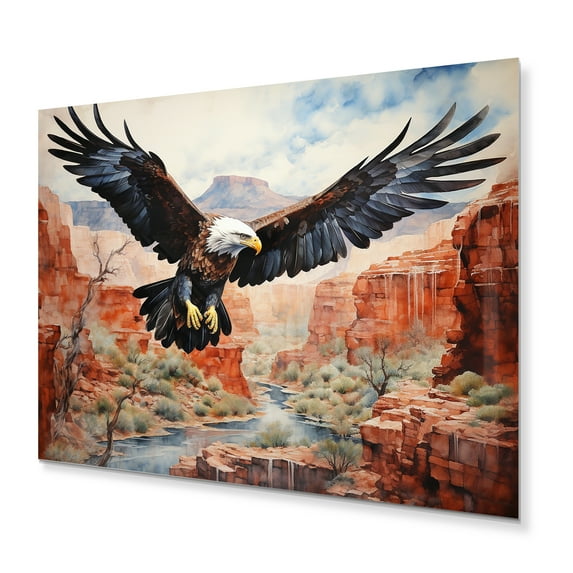 Designart "Echoes of the Eagle in the Western Canyon III" Western Metal Wall Decor