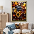 thumbnail image 1 of Designart "Eclectic Musical Collage I" Fashion Framed Wall Art - Modern Yellow Jukeboxes Entryway Framed Wall Art Print, 1 of 6