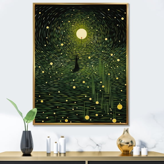 Designart "Eco Journey Path to Ecology II" Landscapes Framed Wall Art - Modern Green Abstract Landscapes Hallway Framed Wall Art Decor