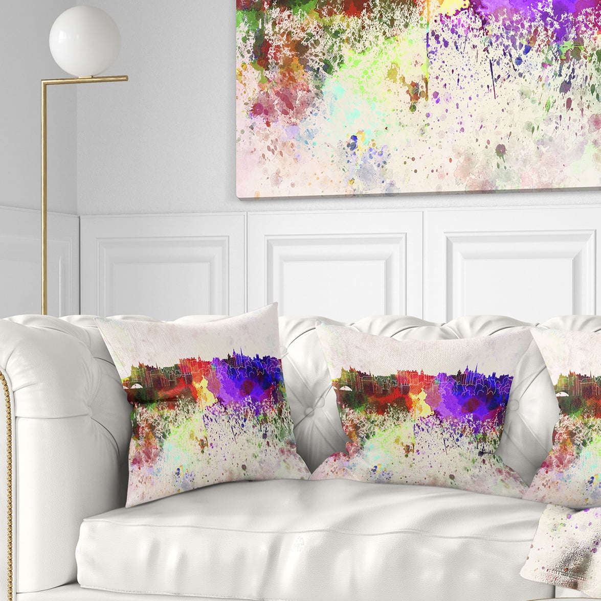 Designart Edinburgh Skyline - Cityscape Throw Pillow - 18x18