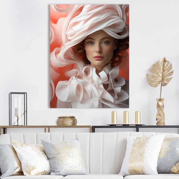 Designart "Effortless Chic In A Stylish Hat II" Fashion Canvas Wall Art