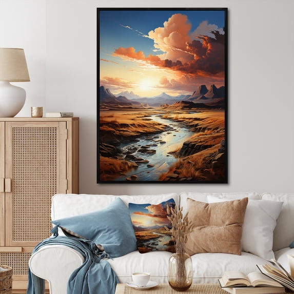 Designart "Egypt Sacred Sands horizon II" Egypt Floater Framed Canvas Print