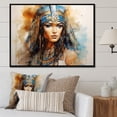 thumbnail image 1 of Designart "Egyptian Elegance Gold and Blue Pharaoh's Woman I" Landscapes Framed Wall Art - Traditional Gold Egypt Entryway Framed Wall Art Print, 1 of 6