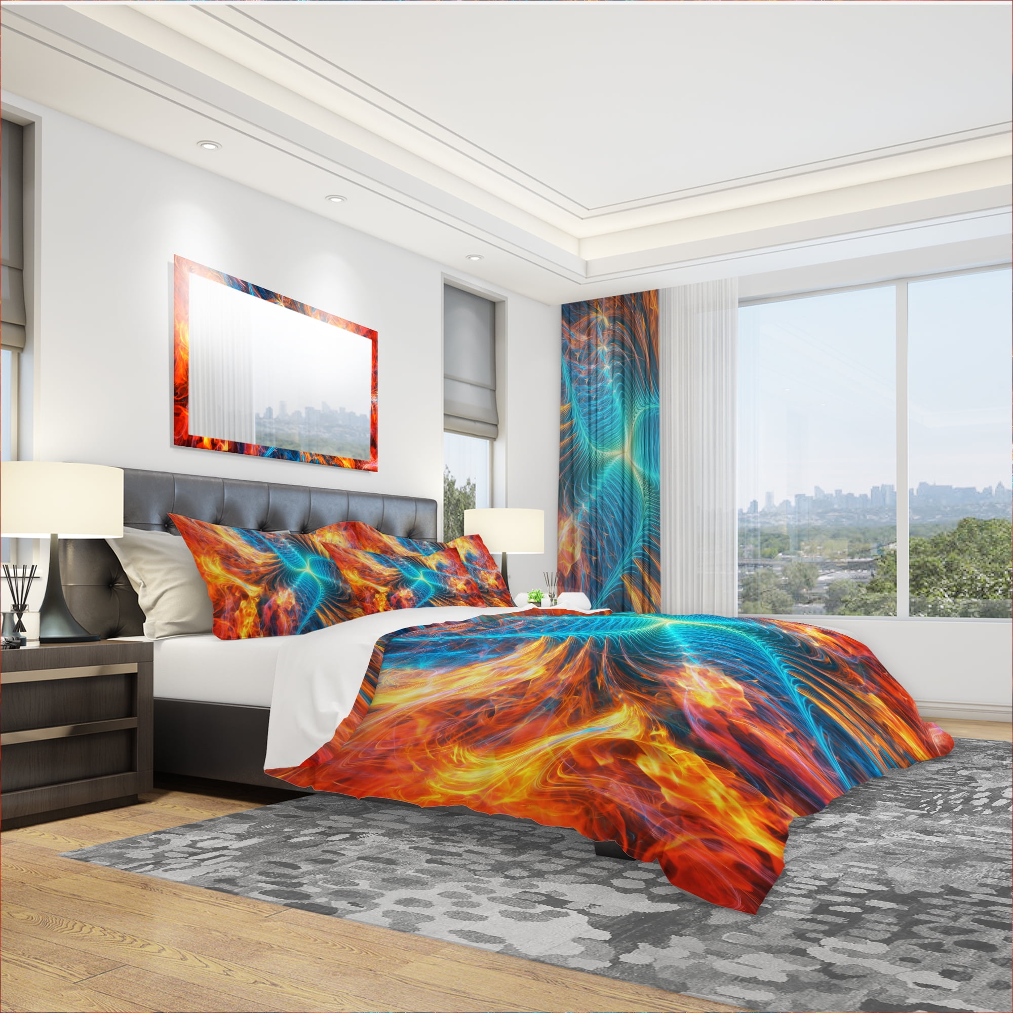 Designart 'Electric Fire' Modern & Contemporary Duvet Cover Set
