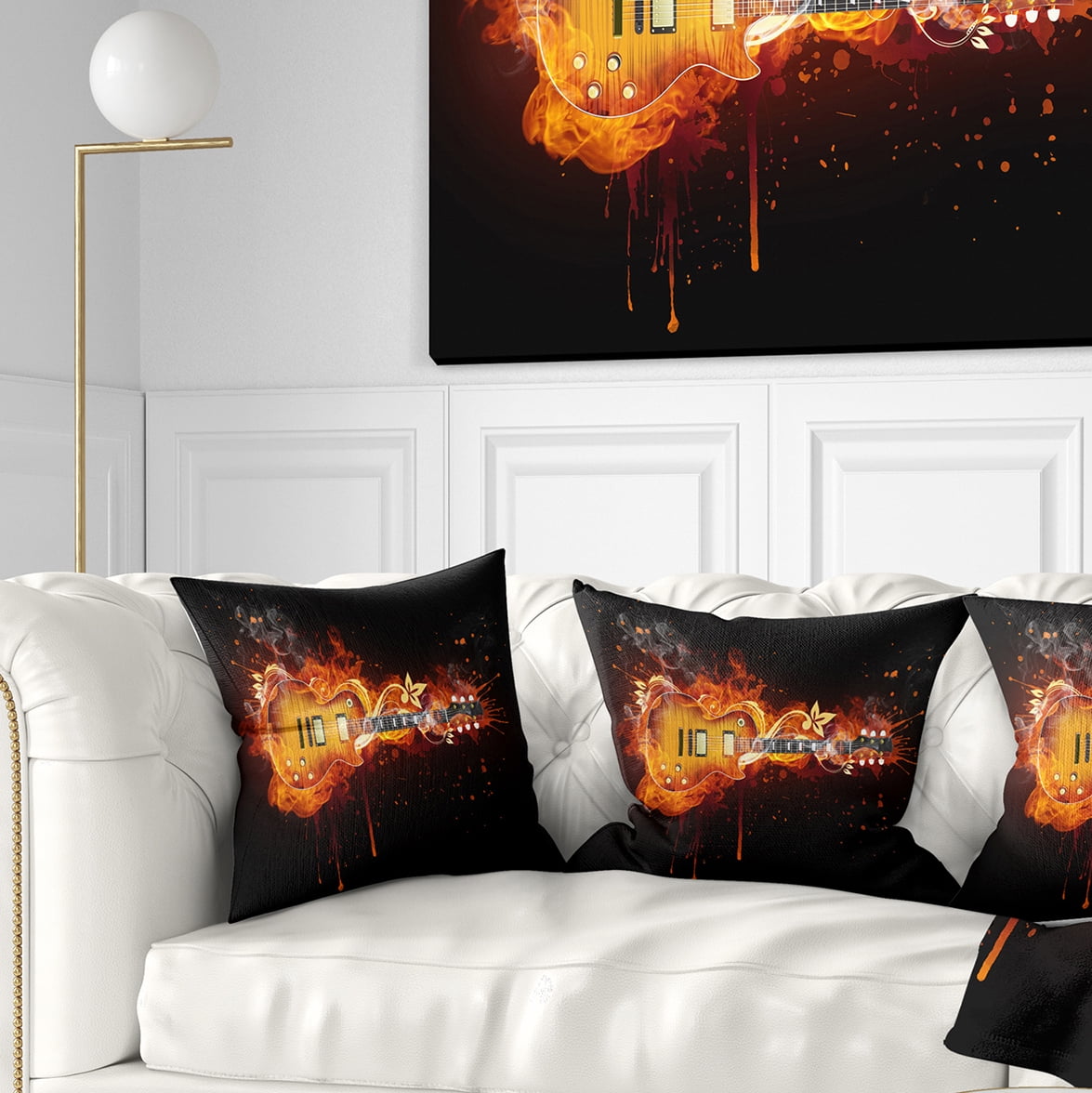 Designart Electric Guitar - Abstract Throw Pillow - 16x16