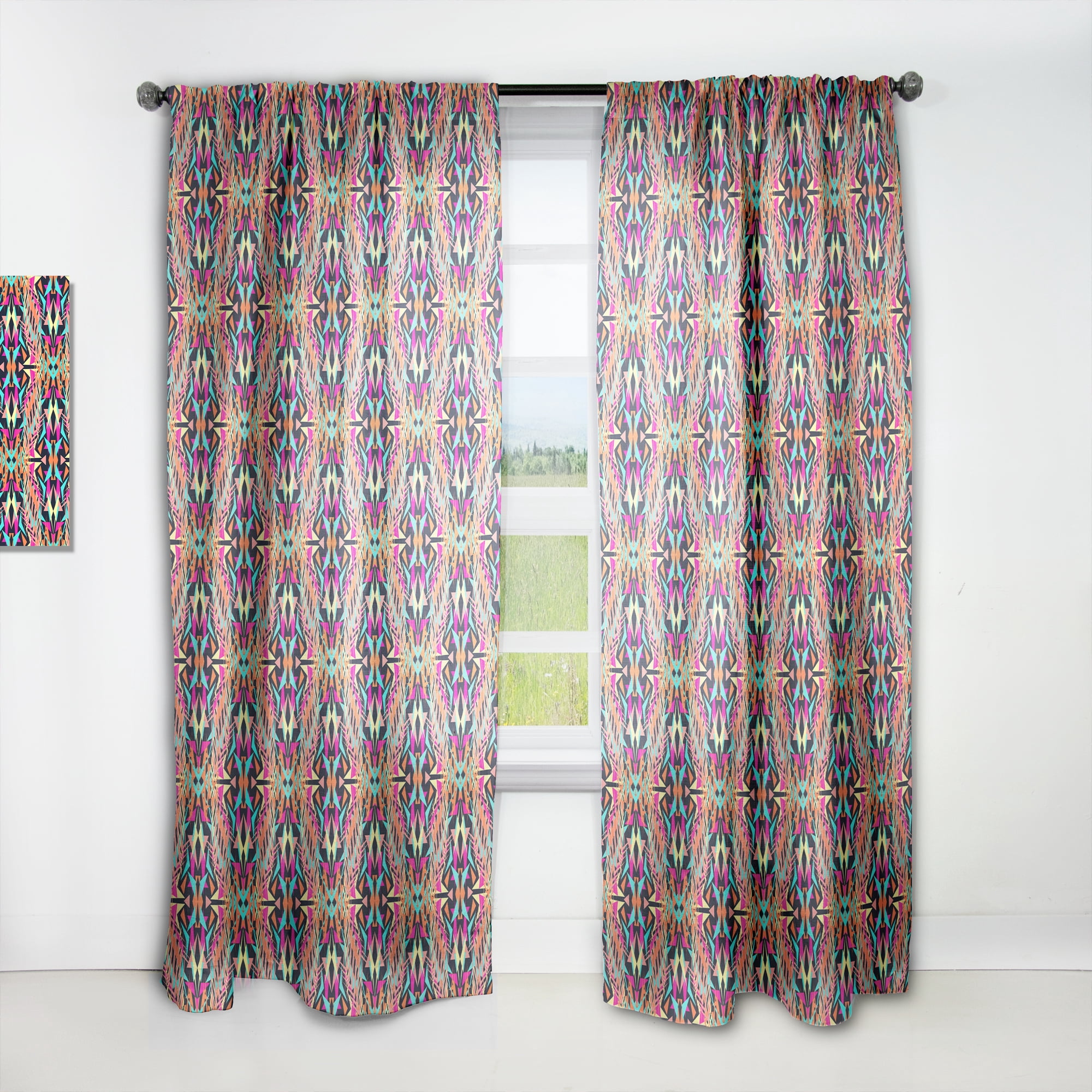 Designart 'Electro Boho Color Trend Pattern' Bohemian & Eclectic Curtain Panel