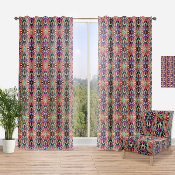 Designart 'Electro Boho Color Trend Pattern' Bohemian & Eclectic Curtain Panel