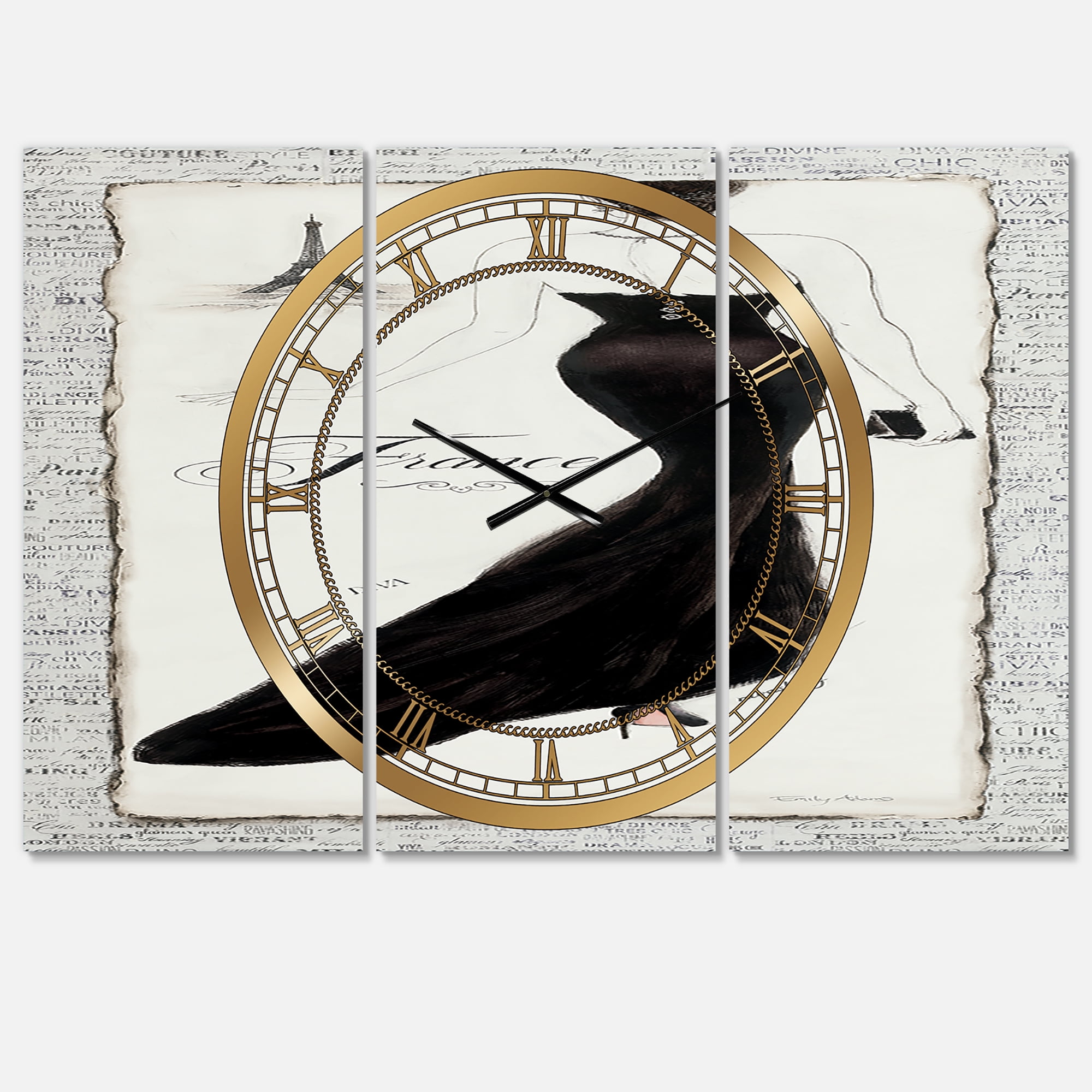 Designart 'Elegance Glam Paris Diva II' Traditional Wall Clock