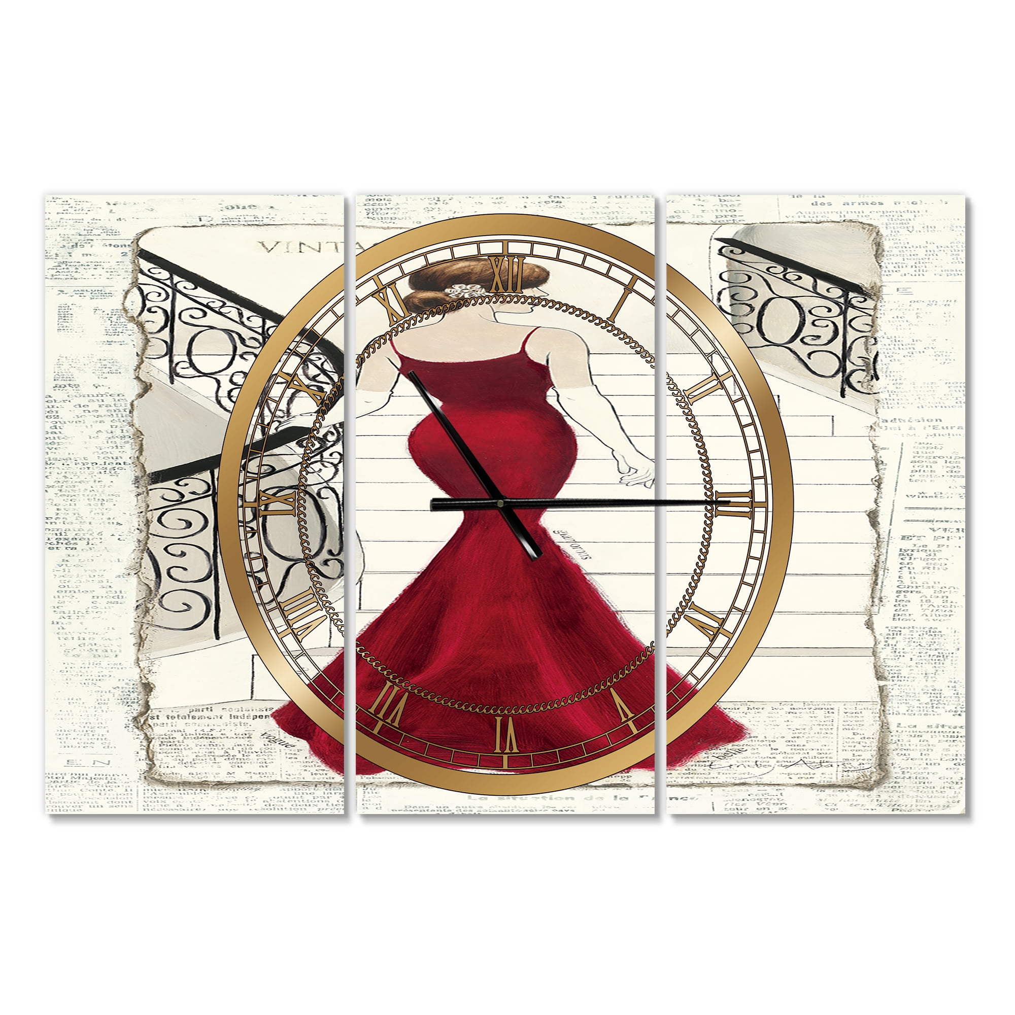 Designart 'Elegance Glam Paris Diva III' Traditional Wall Clock