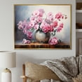 thumbnail image 1 of Designart "Elegance In A Pink And Soft Gray Pansy Vase" Pansies Floater Framed Canvas Prints, 1 of 5