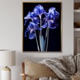 thumbnail image 1 of Designart "Elegance In Black And Blue Irises I" Irises Floater Framed Wall Art Living Room, 1 of 1