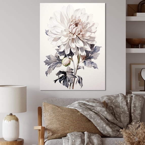 Designart "Elegance In Black And White Dahlia Florescence" Dahlia Wall Art Prints