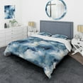 thumbnail image 1 of Designart "Elegance In Blue Ethereal Marble Harmony" Marble Bedding Covert Set - Glam Bed Set With 2 Shams, 1 of 5
