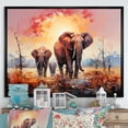 thumbnail image 1 of Designart "Elegance In Elephant Motion II" Animals Elephant Floater Framed Canvas Wall Art, 1 of 5