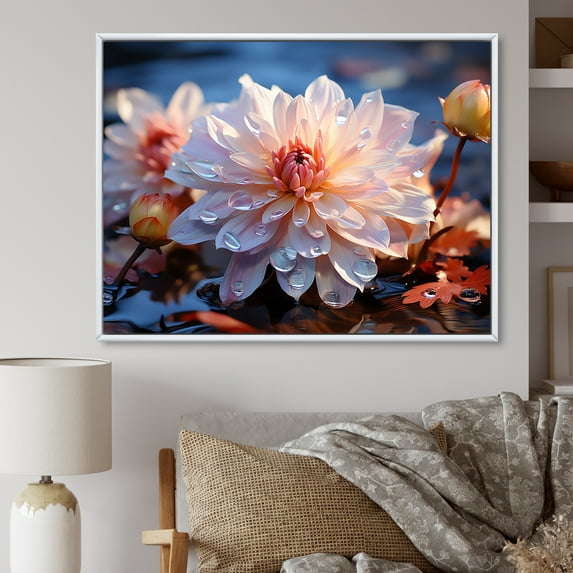 Designart "Elegance In Pink Dahlia Blooms" Dahlia Floater Framed Wall Art Prints