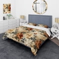 thumbnail image 1 of Designart "Elegance In Rustic Brocade VI" Brown Floral Bedding Covert Set - Cottage Bed Set With 1 Sham, 1 of 5