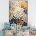 thumbnail image 1 of Designart "Elegance Of Blue And White Mum Flowers I" Mums Floater Framed Wall Decor, 1 of 5