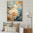 thumbnail image 1 of Designart "Elegance Of Blue And White Mum Flowers" Mums Floater Framed Canvas Prints, 1 of 5