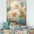 thumbnail image 1 of Designart "Elegance Of Blue And White Mums I" Mums Floater Framed Wall Decor, 1 of 5