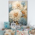 thumbnail image 1 of Designart "Elegance Of Blue And White Mums I" Mums Floater Framed Wall Decor, 1 of 5