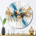 thumbnail image 1 of Designart "Elegance Teal Gold Fusion" Minimalism Oversized Wall Clock, 1 of 5