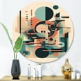 thumbnail image 1 of Designart "Elegance and Curve in Green Peach II" Minimalism Metal Round Wall Decor, 1 of 5
