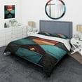 thumbnail image 1 of Designart "Elegance of Blue and Red Chevron Tile I" Abstract Tile Bedding Covert Set - Abstract Blue Modern Bed Set With 2 Shams, 1 of 5