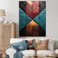 thumbnail image 1 of Designart "Elegance of Blue and Red Chevron Tiles II" Geometric Canvas Wall Art - Modern Blue Abstract Tile Entryway Wall Art Print, 1 of 6
