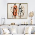 thumbnail image 1 of Designart "Elegance of Chic Fashion Girls in Orange" Inspirational Framed Wall Art - Glam Orange Fashion Hallway Framed Wall Art Decor, 1 of 6