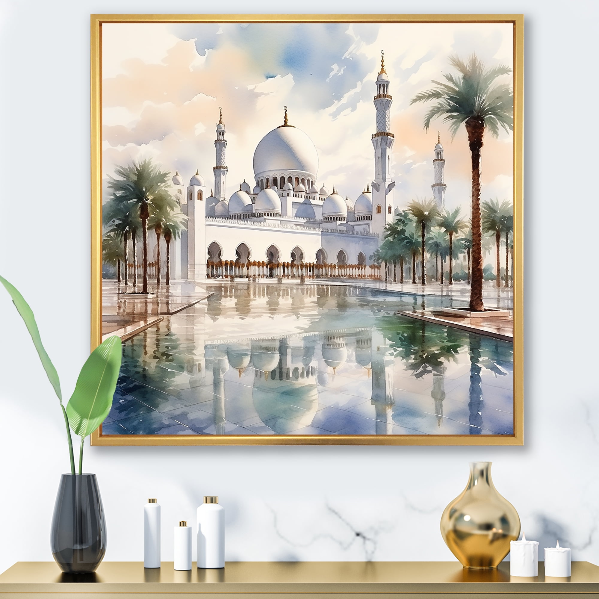Designart "Elegance of White Emirates Mosque Sheikh Zayed IV" Spiritual