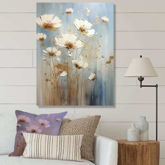 Designart "Elegant Beige Wildflower Splendor" Wildflowers Canvas Art Print