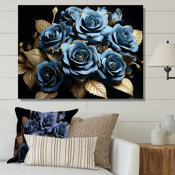 Designart "Elegant Blue Rose Display I" Roses Canvas Art Print