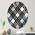 thumbnail image 1 of Designart "Elegant Ebony with Black and Gold Paisley I" Paisley Plaid Round Wall Mirror - Oval Printed Decorative Mirror - Multiple Color Options, 1 of 5