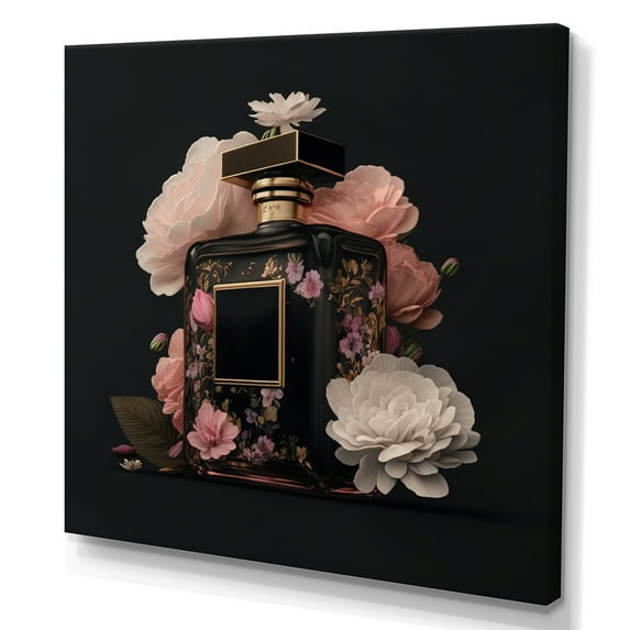 Designart Elegant Floral Perfume Bottle II Canvas Wall Art