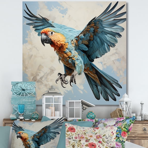 Designart "Elegant Harmony In Parrot Flight II" Parrot Wall Art Prints