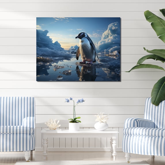 Designart "Elegant Penguin In The Snow I" Penguin Wall Art Living Room