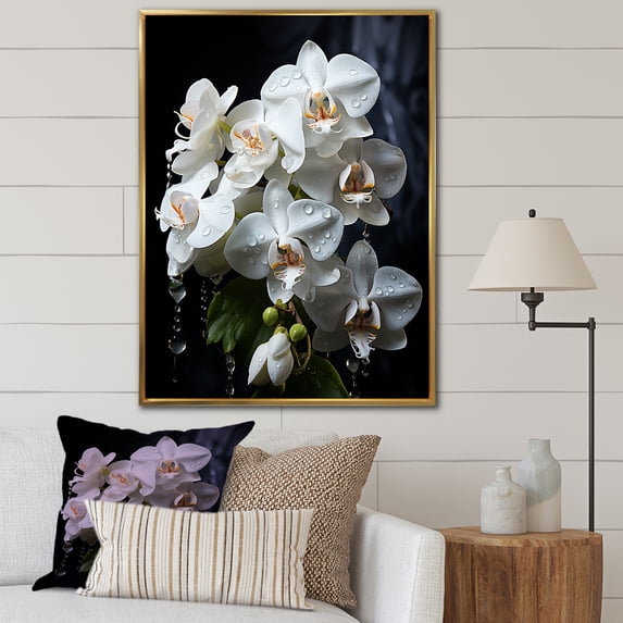 Designart "Elegant Petals Of White Orchids" Orchids Floater Framed Canvas Prints