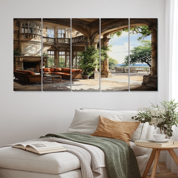 Designart "Elegant Retreat Country Clubs painting II" Architecture Metal Wall Decor Set