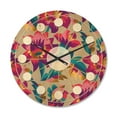 thumbnail image 1 of Designart 'Elegant blossom Retro pattern' Mid-Century Modern Wood Wall Clock, 1 of 5