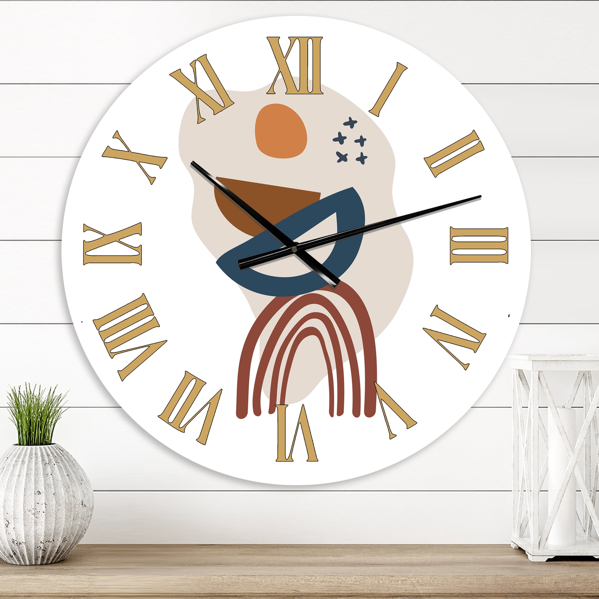 Designart 'Elementary Shapes In Terracotta Tones I' Modern Wall Clock